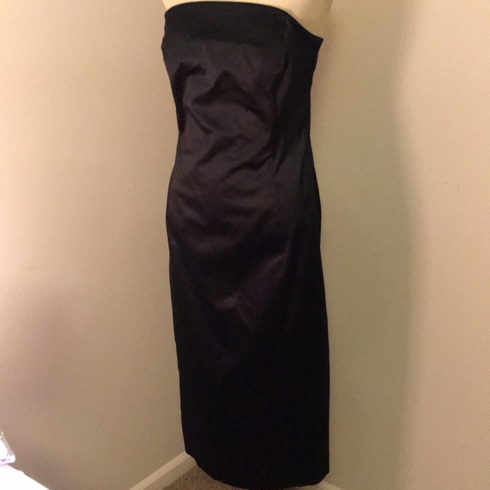 Strapless black dress with bra support
